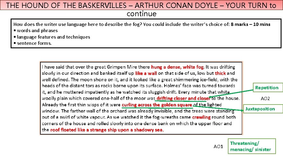 THE HOUND OF THE BASKERVILLES – ARTHUR CONAN DOYLE – YOUR TURN to continue