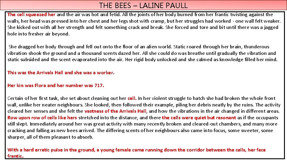 THE BEES – LALINE PAULL The cell squeezed her and the air was hot