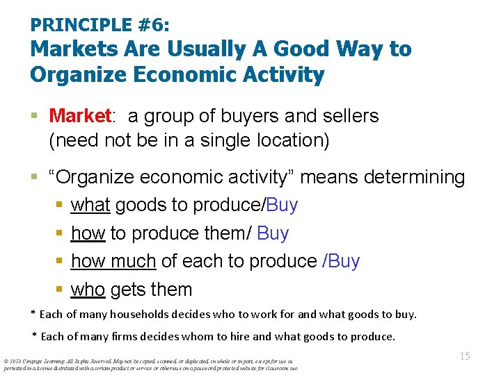 PRINCIPLE #6: Markets Are Usually A Good Way to Organize Economic Activity § Market: