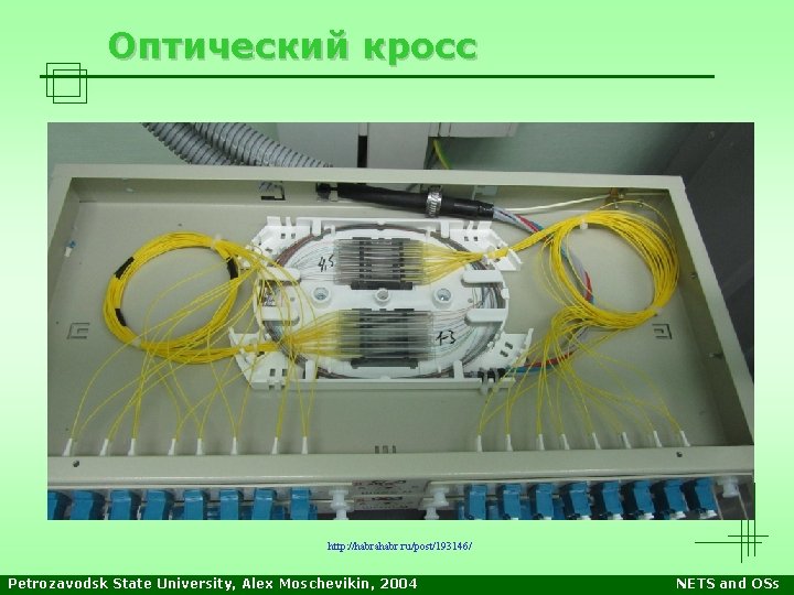 Оптический кросс http: //habrahabr. ru/post/193146/ Petrozavodsk State University, Alex Moschevikin, 2004 NETS and OSs