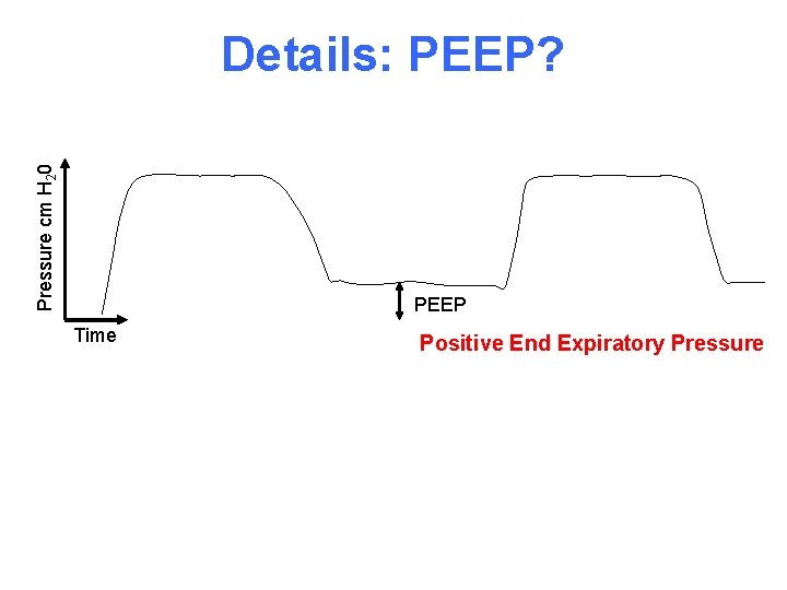 Pressure cm H 20 Details: PEEP? PEEP Time Positive End Expiratory Pressure 