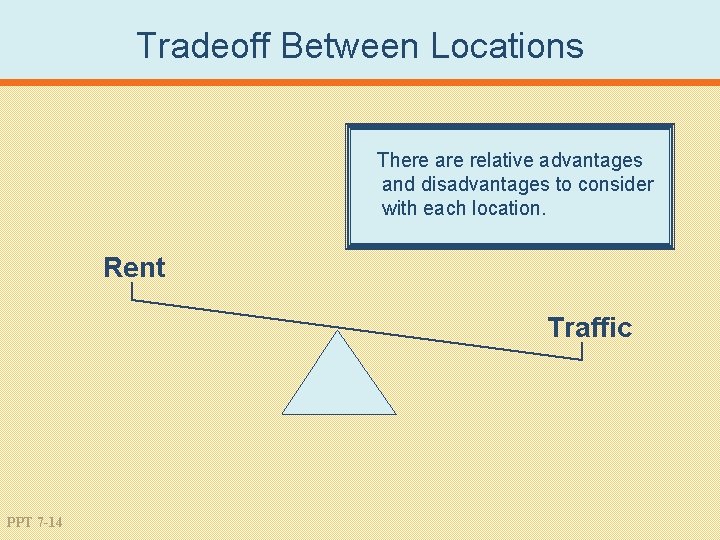 Tradeoff Between Locations There are relative advantages and disadvantages to consider with each location.