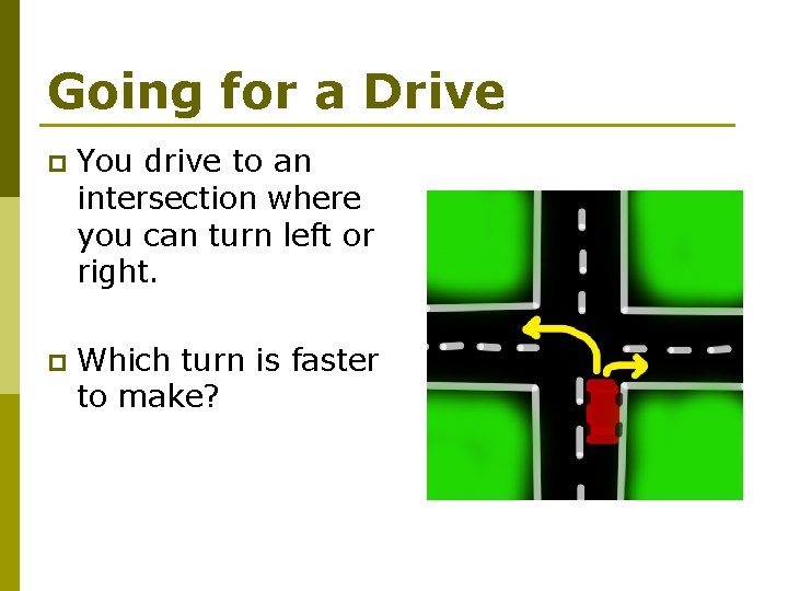 Going for a Drive p You drive to an intersection where you can turn