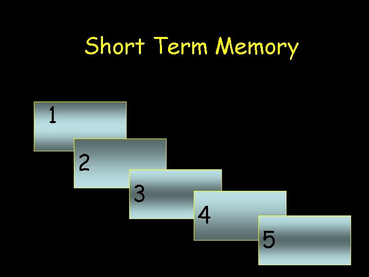 Short Term Memory 1 2 3 4 5 