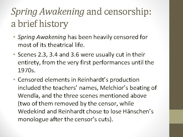 Spring Awakening and censorship: a brief history • Spring Awakening has been heavily censored