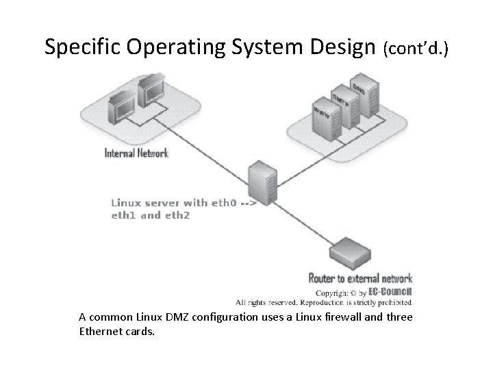 Specific Operating System Design (cont’d. ) A common Linux DMZ configuration uses a Linux