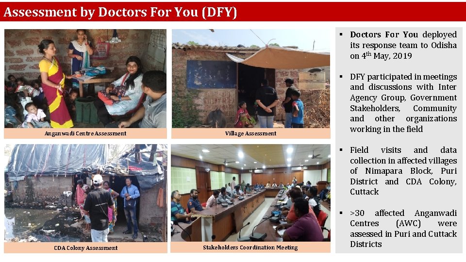 Assessment by Doctors For You (DFY) § Doctors For You deployed its response team