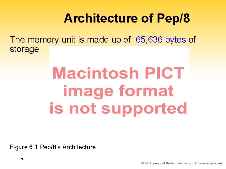 Architecture of Pep/8 The memory unit is made up of 65, 636 bytes of