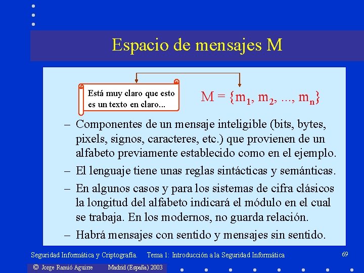 Espacio de mensajes M Está muy claro que esto es un texto en claro.