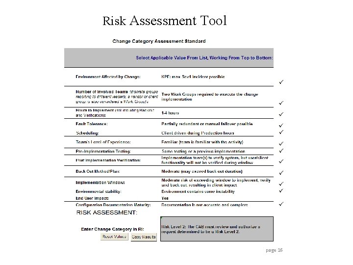 Risk Assessment Tool page 16 