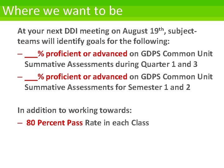 Where we want to be At your next DDI meeting on August 19 th,