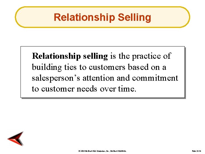 Relationship Selling Relationship selling is the practice of building ties to customers based on