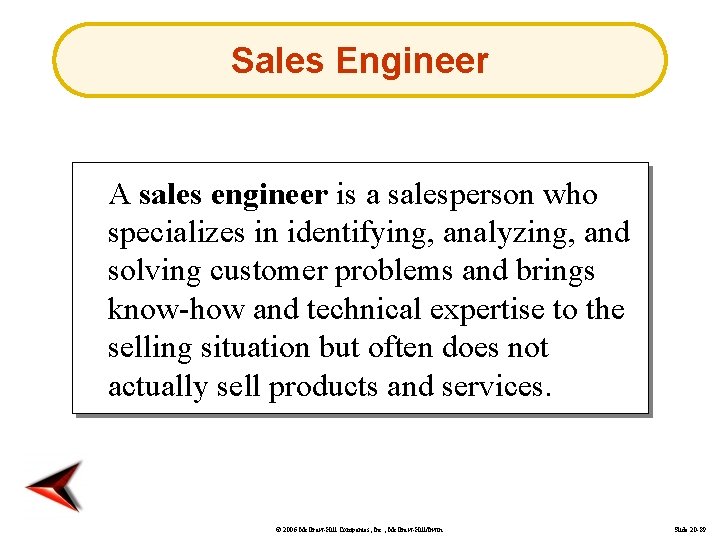 Sales Engineer A sales engineer is a salesperson who specializes in identifying, analyzing, and