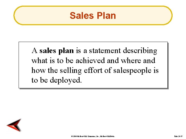 Sales Plan A sales plan is a statement describing what is to be achieved