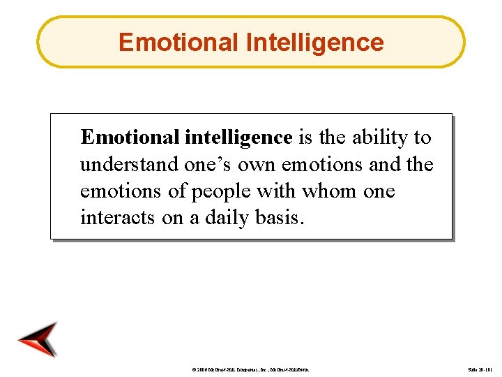 Emotional Intelligence Emotional intelligence is the ability to understand one’s own emotions and the