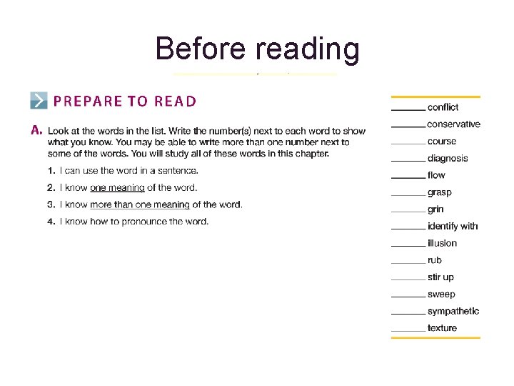 Before reading Before reading