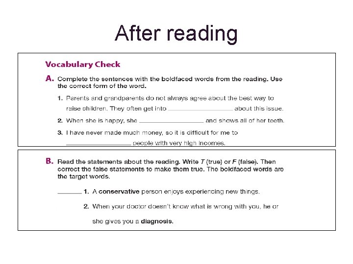 After reading After reading