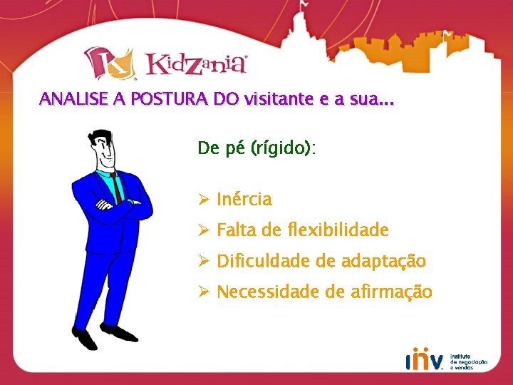 ANALISE A POSTURA DO visitante e a sua. . . De pé (rígido): Ø