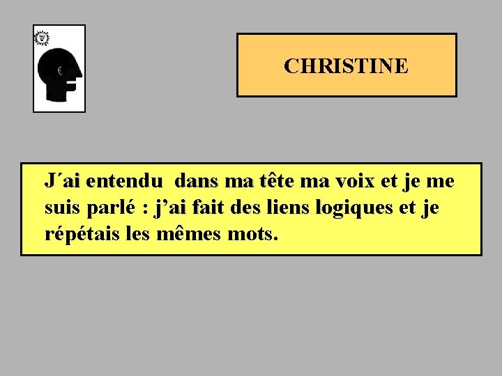  CHRISTINE J´ai entendu dans ma tête ma voix et je me voix suis