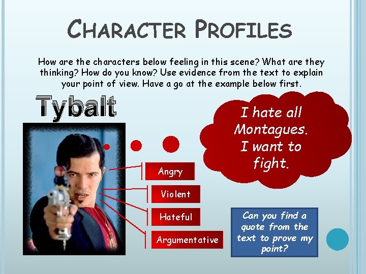 CHARACTER PROFILES How are the characters below feeling in this scene? What are they
