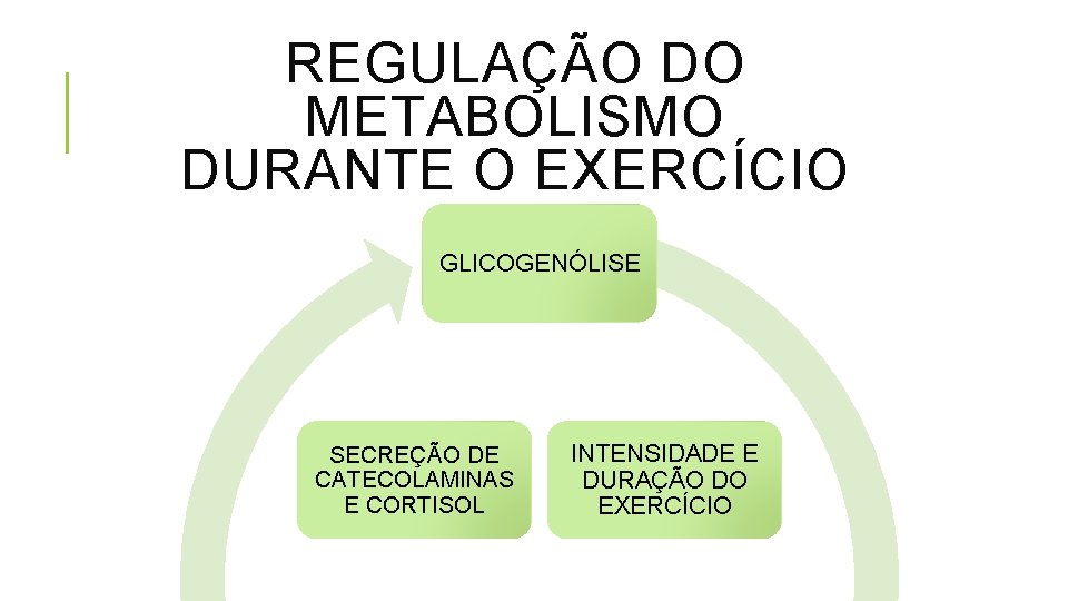 REGULAÇÃO DO METABOLISMO DURANTE O EXERCÍCIO GLICOGENÓLISE SECREÇÃO DE CATECOLAMINAS E CORTISOL INTENSIDADE E