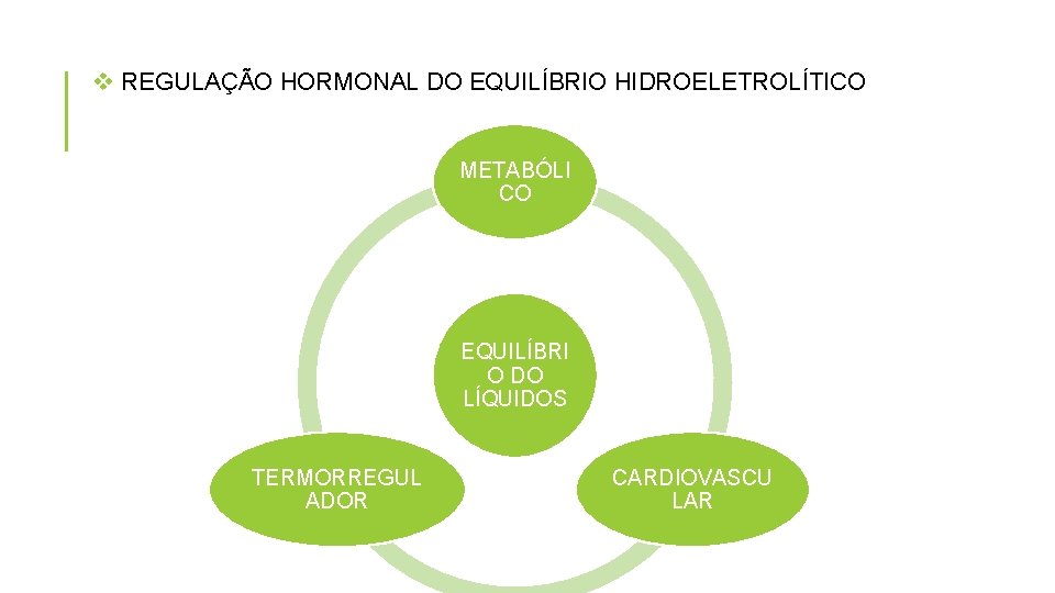 v REGULAÇÃO HORMONAL DO EQUILÍBRIO HIDROELETROLÍTICO METABÓLI CO EQUILÍBRI O DO LÍQUIDOS TERMORREGUL ADOR