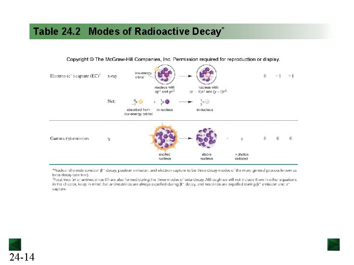 Table 24. 2 Modes of Radioactive Decay* 24 -14 