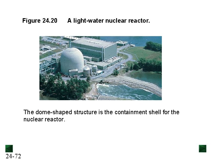 Figure 24. 20 A light-water nuclear reactor. The dome-shaped structure is the containment shell