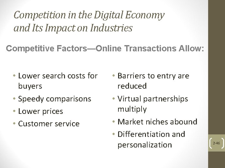 Competition in the Digital Economy and Its Impact on Industries Competitive Factors—Online Transactions Allow:
