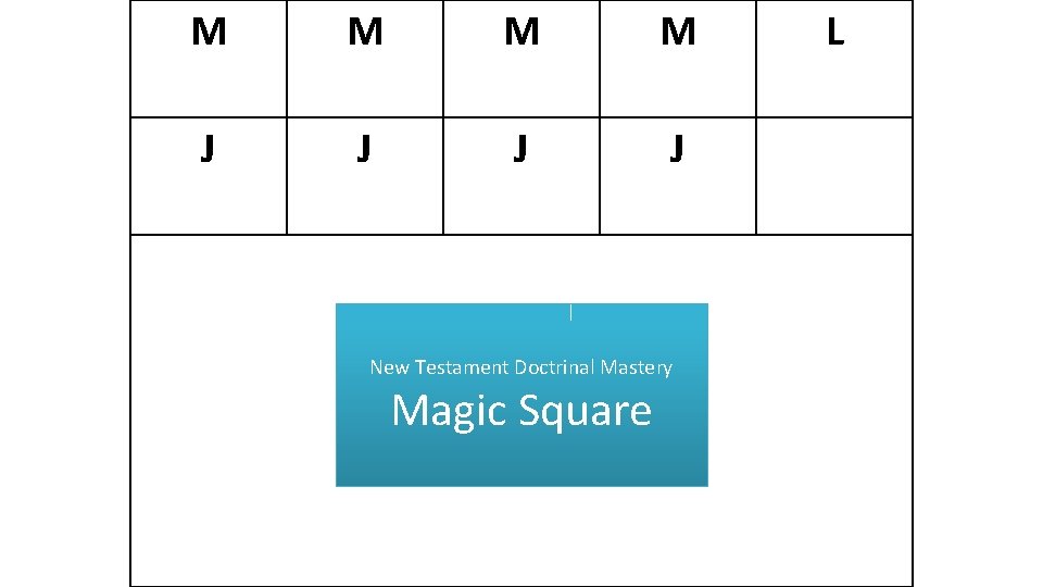 M M J J New Testament Doctrinal Mastery Magic Square L 