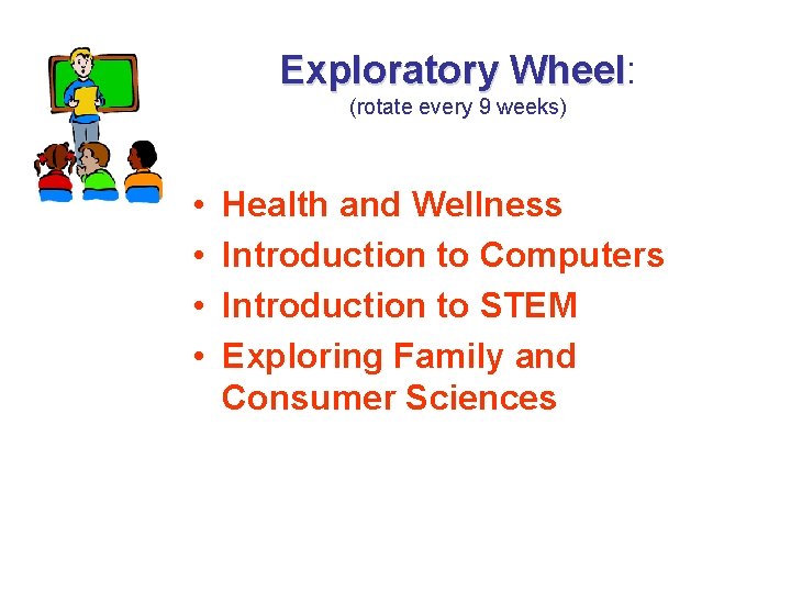 Exploratory Wheel: Wheel (rotate every 9 weeks) • • Health and Wellness Introduction to
