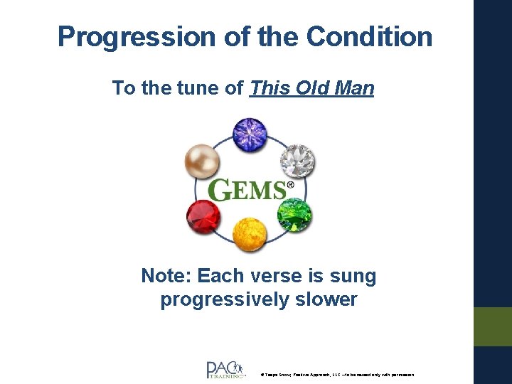 Progression of the Condition To the tune of This Old Man Note: Each verse