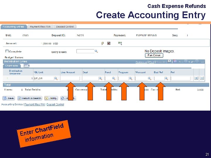 Cash Expense Refunds Create Accounting Entry eld i F t r a Ch Enter