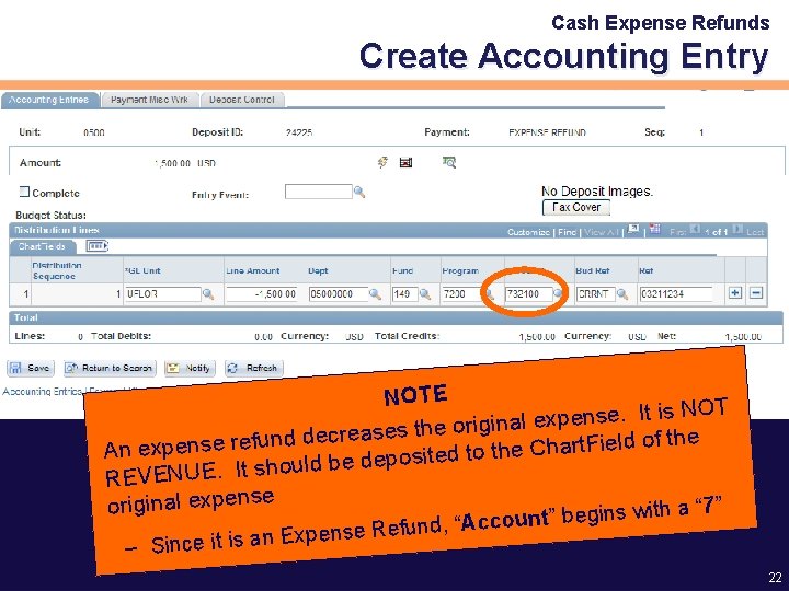 Cash Expense Refunds Create Accounting Entry NOTE NOT is It. e s n e
