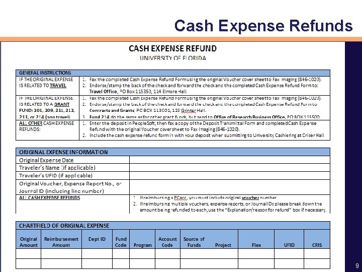 Cash Expense Refunds 9 