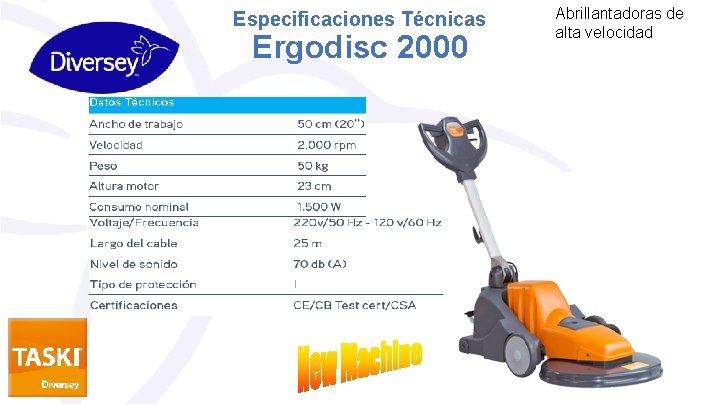 Especificaciones Técnicas Ergodisc 2000 Abrillantadoras de alta velocidad 