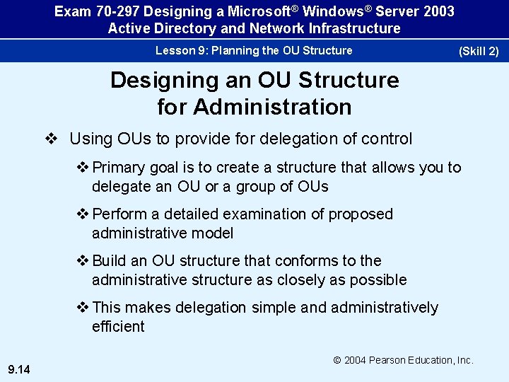 Exam 70 -297 Designing a Microsoft® Windows® Server 2003 Active Directory and Network Infrastructure