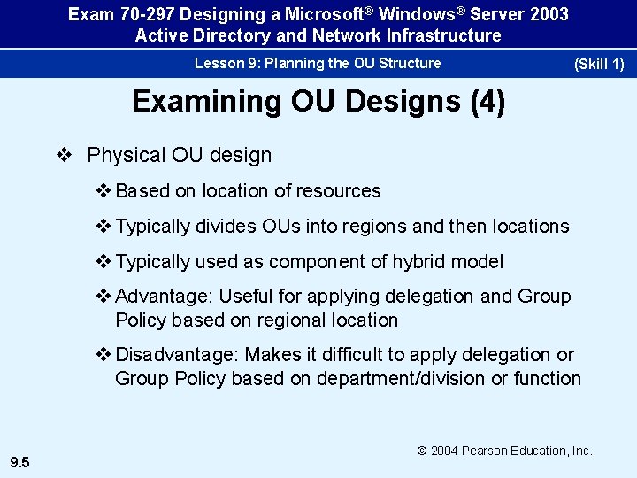 Exam 70 -297 Designing a Microsoft® Windows® Server 2003 Active Directory and Network Infrastructure