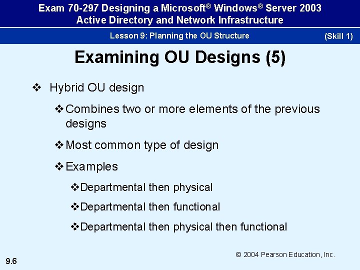 Exam 70 -297 Designing a Microsoft® Windows® Server 2003 Active Directory and Network Infrastructure