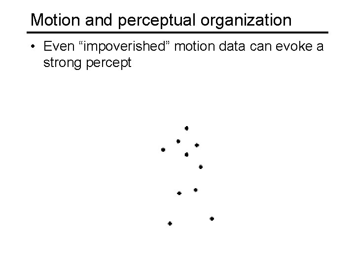 Motion and perceptual organization • Even “impoverished” motion data can evoke a strong percept