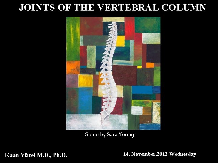 JOINTS OF THE VERTEBRAL COLUMN Spine by Sara Young Kaan Yücel M. D. ,