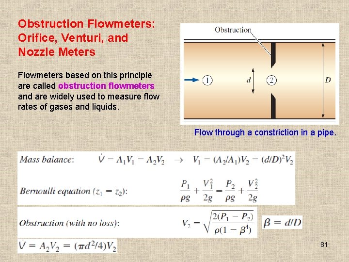 Obstruction Flowmeters: Orifice, Venturi, and Nozzle Meters Flowmeters based on this principle are called