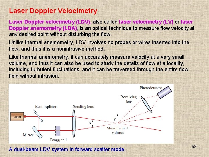 Laser Doppler Velocimetry Laser Doppler velocimetry (LDV), also called laser velocimetry (LV) or laser