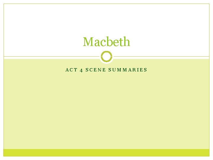 Macbeth ACT 4 SCENE SUMMARIES 