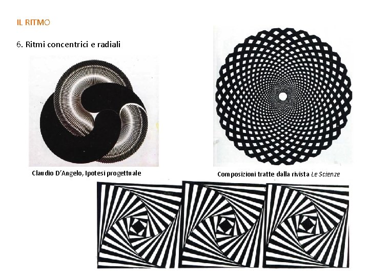 IL RITMO 6. Ritmi concentrici e radiali Claudio D’Angelo, Ipotesi progettuale Composizioni tratte dalla