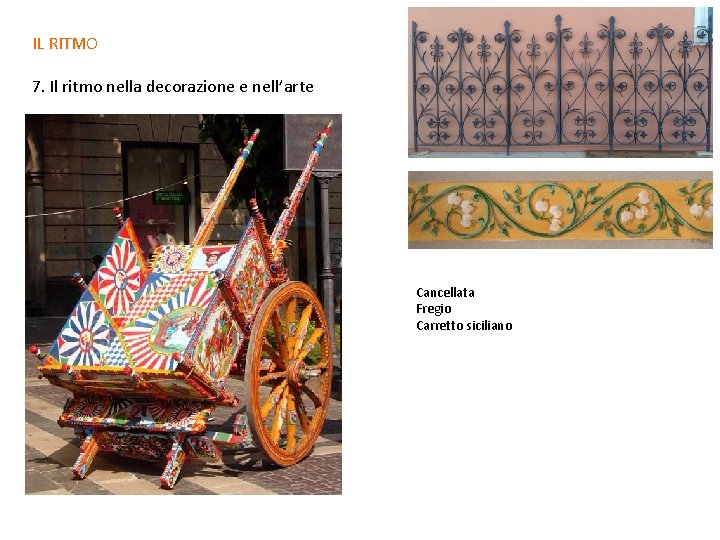 IL RITMO 7. Il ritmo nella decorazione e nell’arte Cancellata Fregio Carretto siciliano 