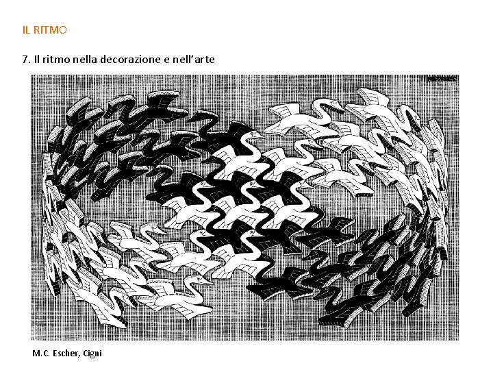 IL RITMO 7. Il ritmo nella decorazione e nell’arte M. C. Escher, Cigni 