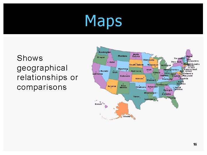 Maps Shows geographical relationships or comparisons 16 Maps Shows geographical relationships or comparisons 16