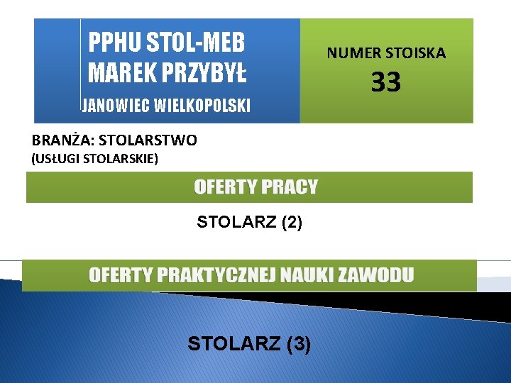 PPHU STOL-MEB MAREK PRZYBYŁ JANOWIEC WIELKOPOLSKI BRANŻA: STOLARSTWO (USŁUGI STOLARSKIE) STOLARZ (2) STOLARZ (3)