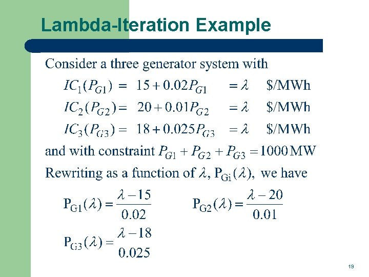 Lambda-Iteration Example 19 